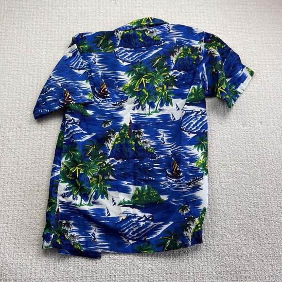 Lot x5 Bulk VTG Hawaii Floral Button Shirt Men L/XL Boats Palms Tree Party Read - Picture 7 of 15
